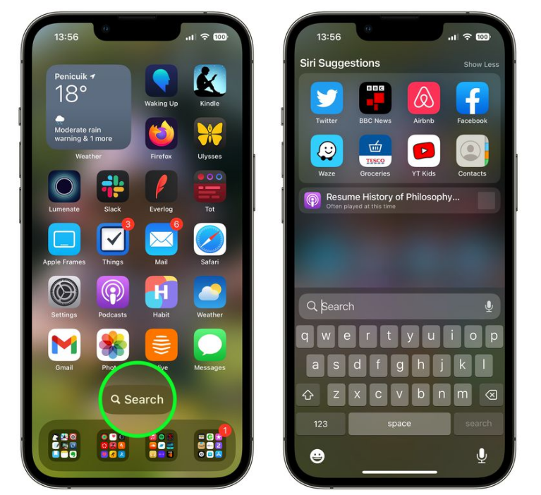 遂溪苹果手机维修分享升级到 iOS 16 后，如何删除主屏幕上的搜索按钮 