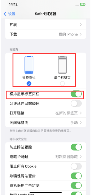 遂溪苹果手机维修分享Safari浏览器如何切换标签栏位置 